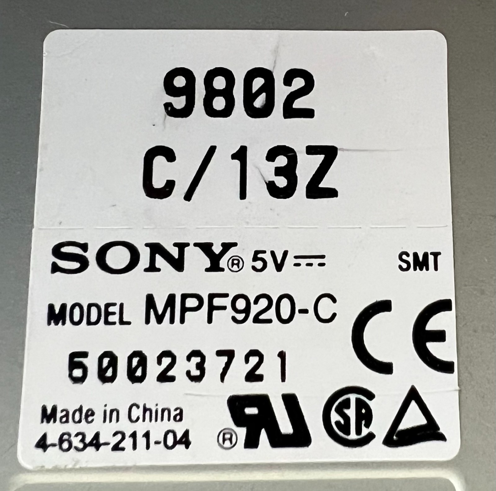 Sony MPF920-C 3.5" internal floppy disk drive