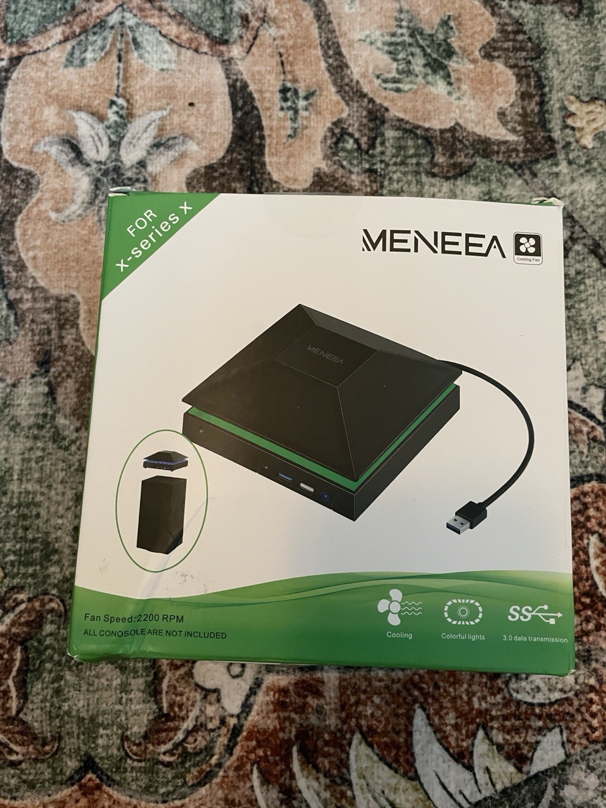 MENEEA Cooling Fan for Xbox Series X RGB Light Dust Proof 3 Speed USB 3.0 Black