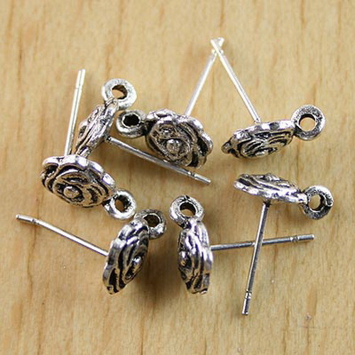 20pcs 14mm Tibetan Silver Earring Post H0298