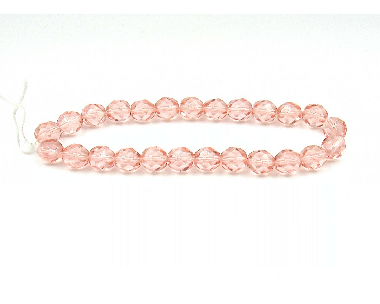 Rose Pink Transparent - 25 8mm Round Czech Glass Faceted Fire Polish Beads