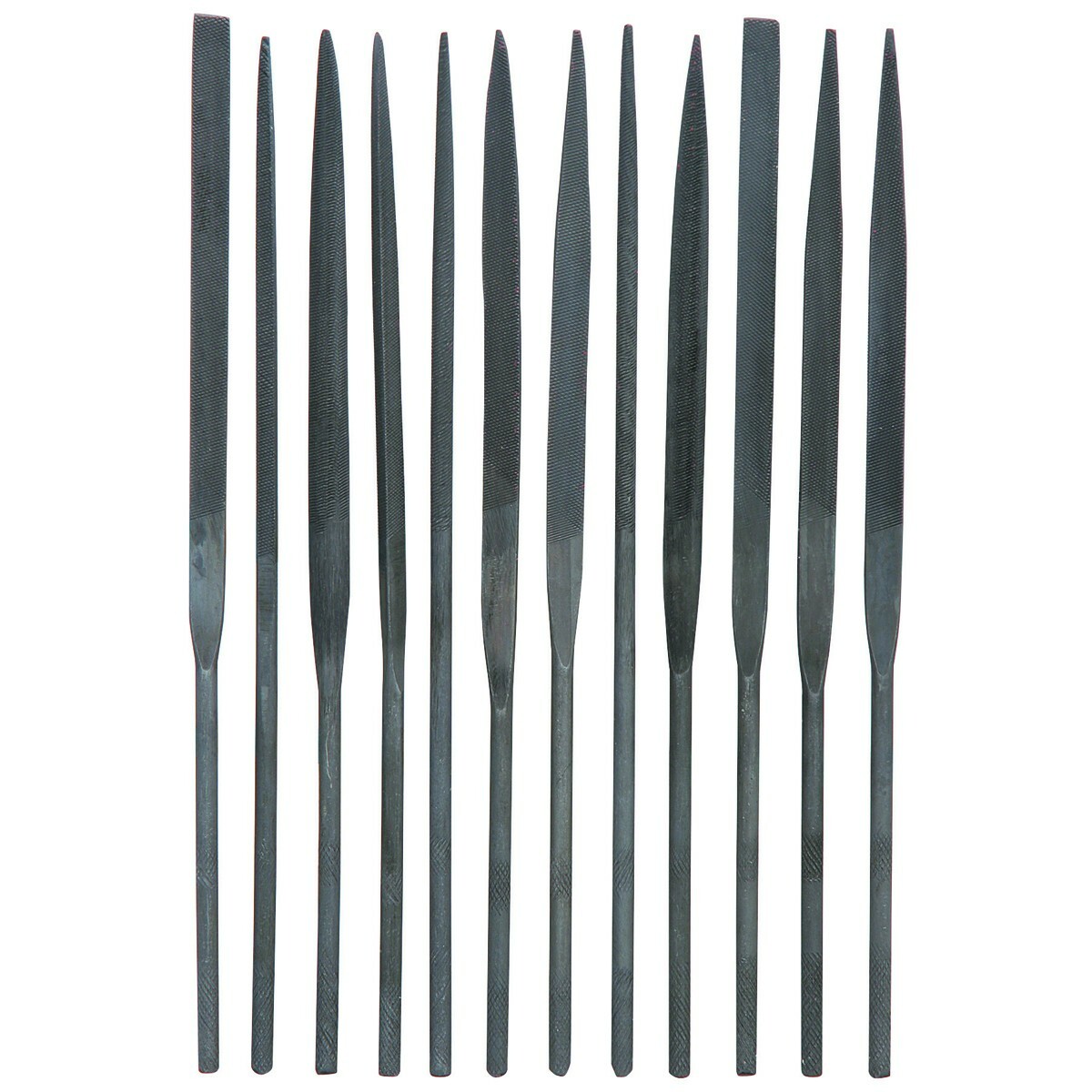 12 PC NEEDLE FILE SET ALL METAL FORGED W/ POUCH DETAIL HOBBY CRAFT WOOD STEEL