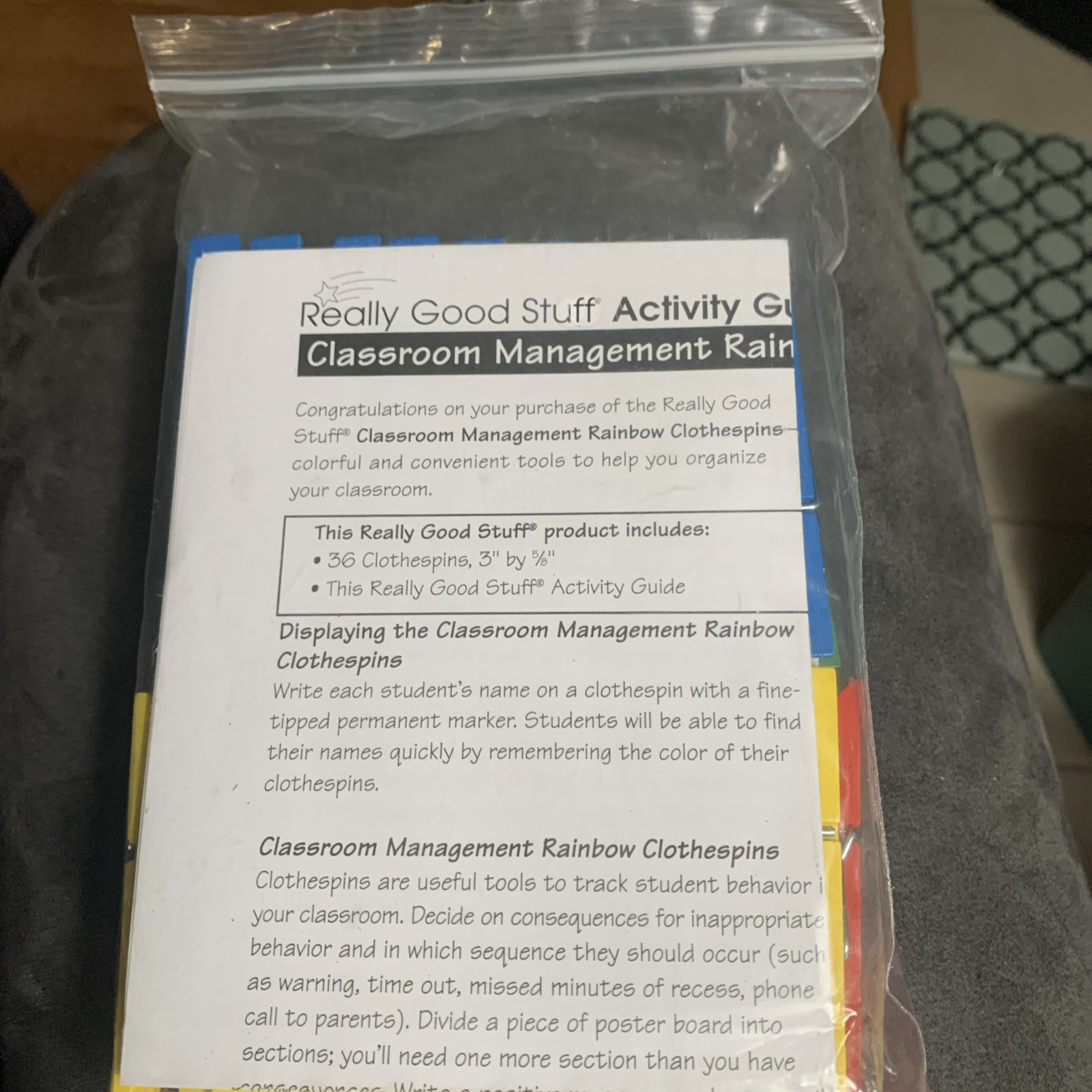 Really Good Stuff Classroom Management Rainbow Clothespins - 4 Colors