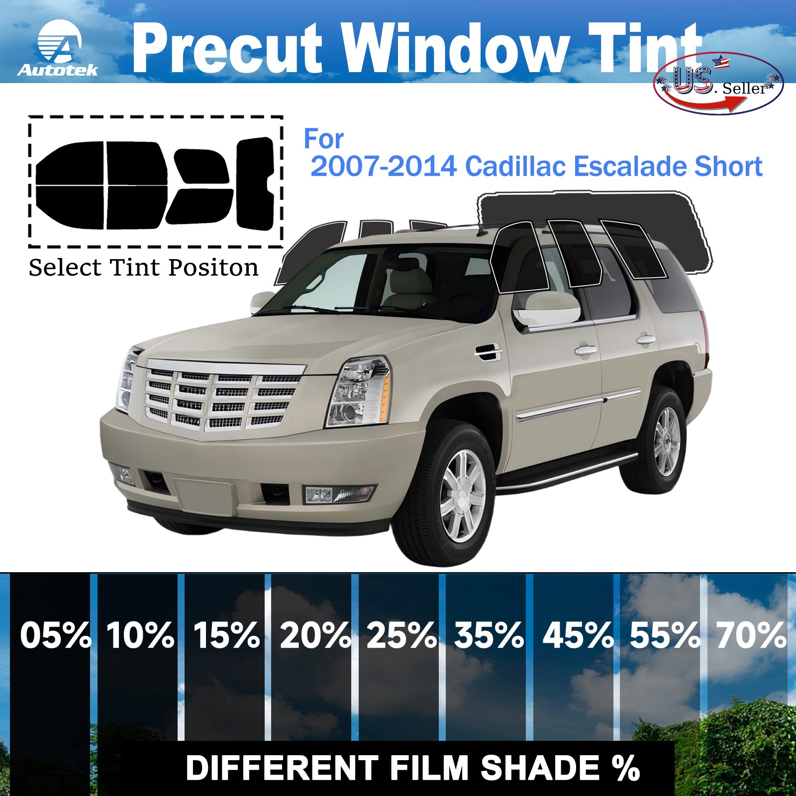 PreCut 2Ply Window Tint Film Kit For 2007-2014 Cadillac Escalade Short