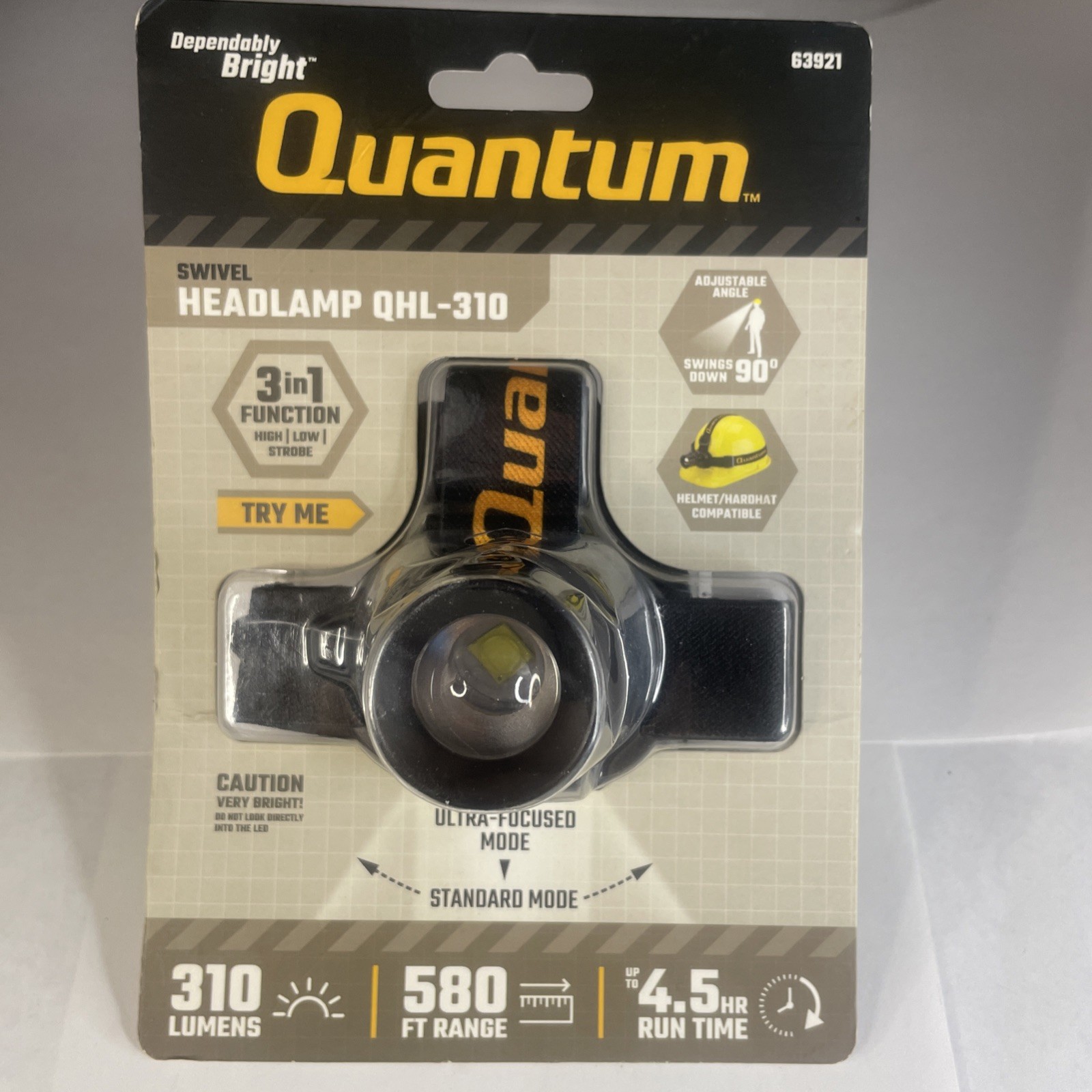Quantum QHL-310 Swivel LED Headlamp 310 Lumens 3 Mode Headlight 580 Foot Range