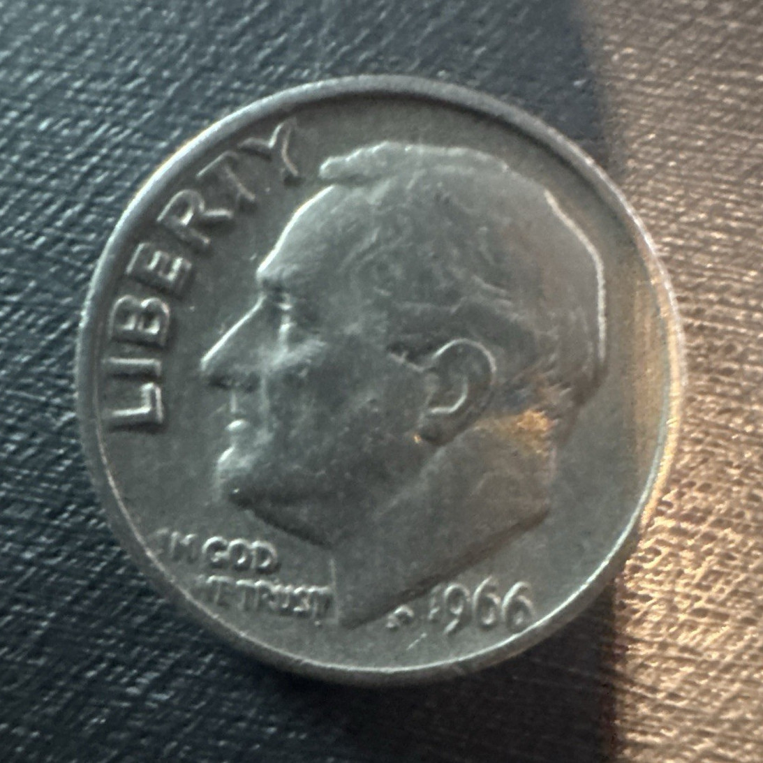 1966 Roosevelt Dime no mint mark KM#195 flaw by ear