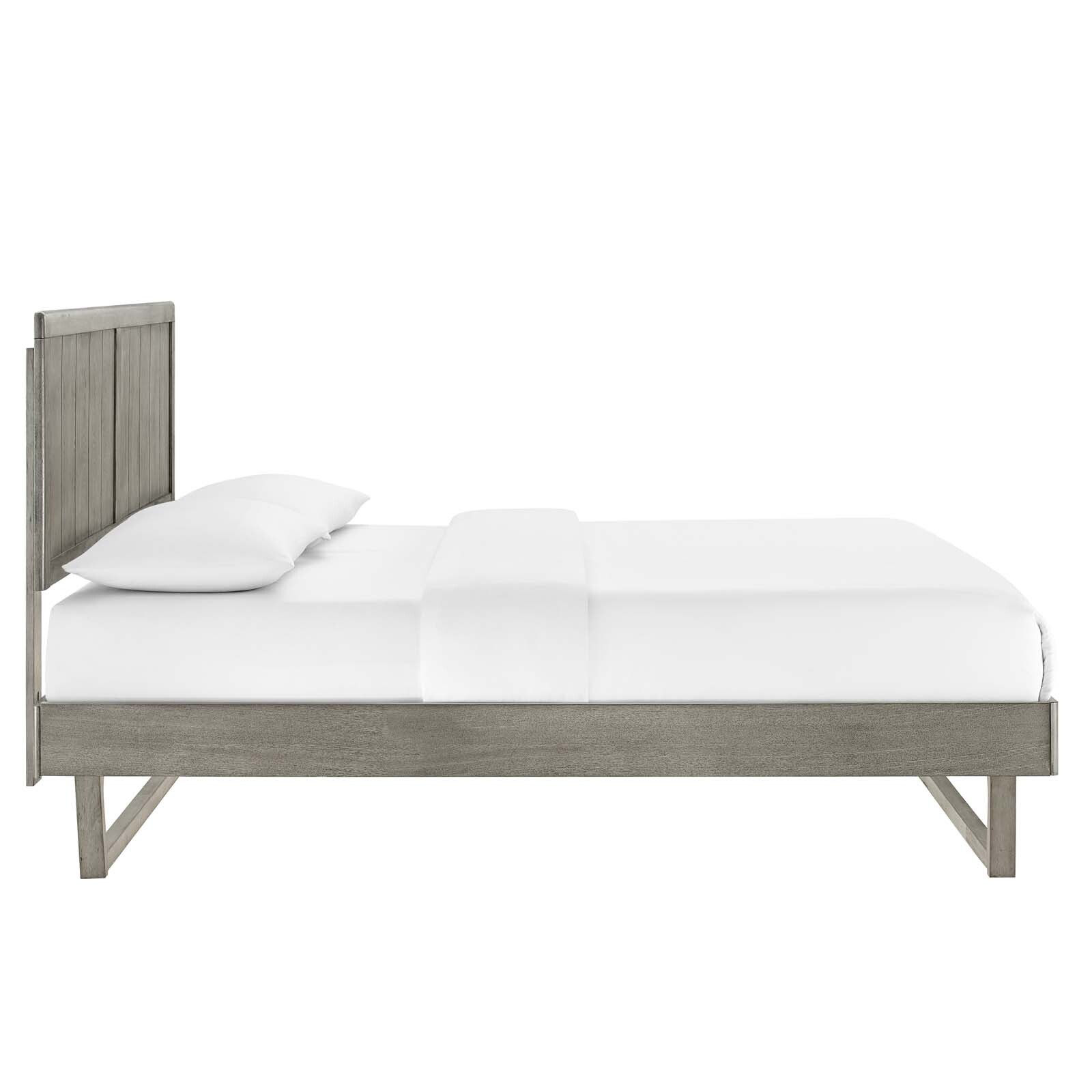 Modway Alana Wood Full Platform Bed in Gray With Angular Frame