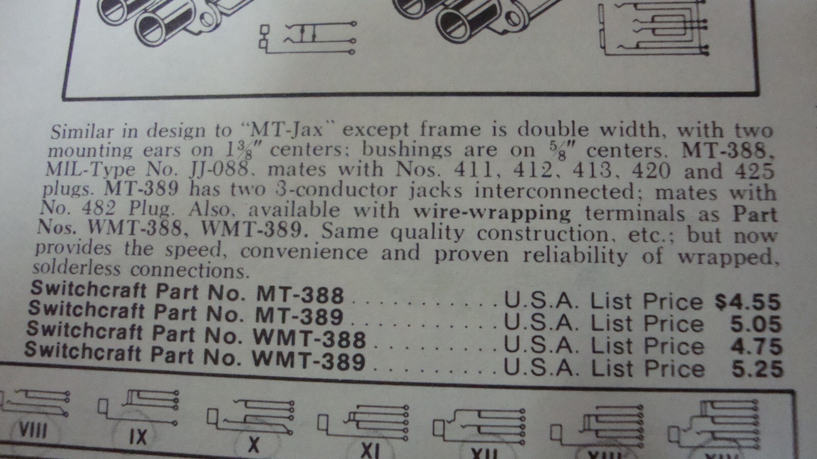 Switchcraft #MT-388 TWO 2-CONDUCTOR JACKS