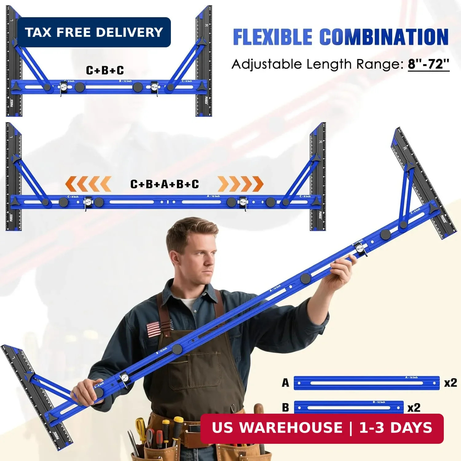 Stair Tread Template Tool, Stair Measuring Tool with Triangular Structure Brace