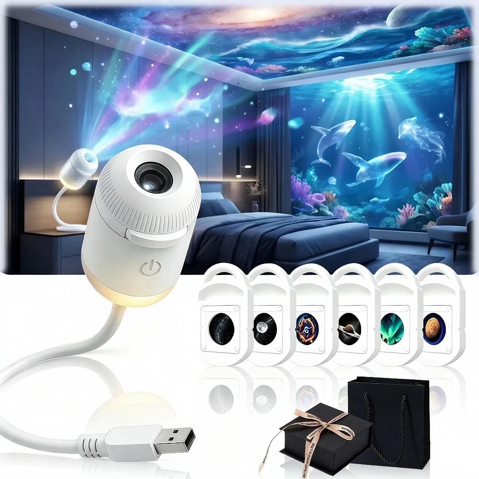 Hd Smart Dynamic 5d Holographic Night Light Projecto, 24 In 1 Galaxy Night Light