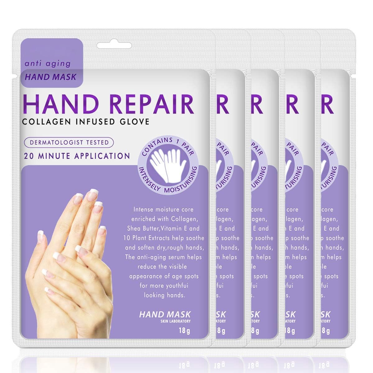Hand Mask Moisturizing Glove 5 pack, Hydrating Masks Repair Dry Cracked...