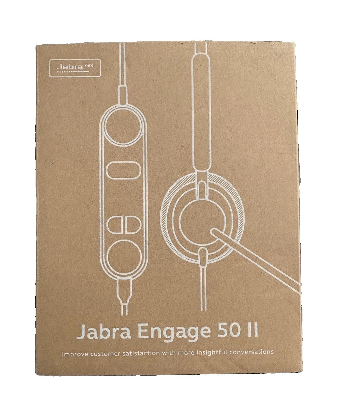 Jabra Engage 50 II USB-C Wired On-Ear Headset Boom Mic Headband Black Pouch