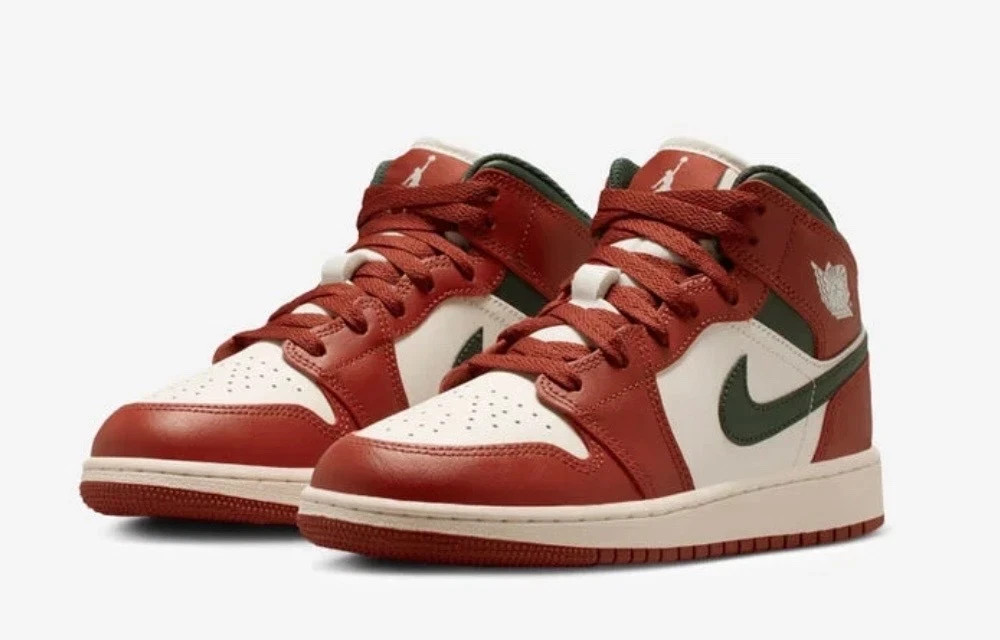 Nike Air Jordan 1 Mid (GS) Shoes Redstone Green DQ8423-105 Gradeschool Youth NEW