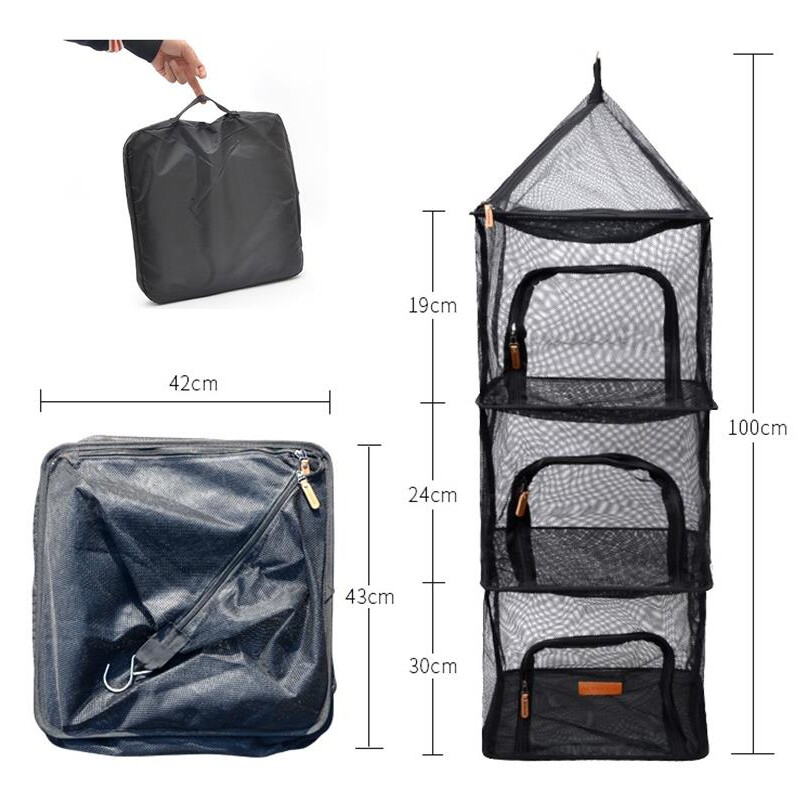 Vegetable Drying Dryer Rack 4 Layer Net Hanging Storage Basket Bag Organizer