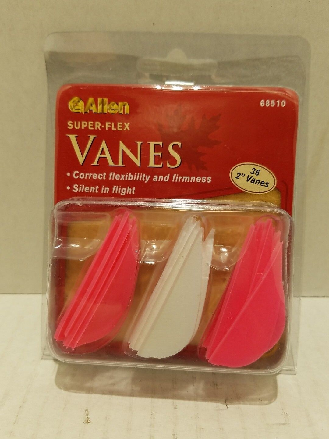 LOT OF 6 Allen Super-Flex Vanes, Pink/White, 36-Pack 2" Vanes - 68510