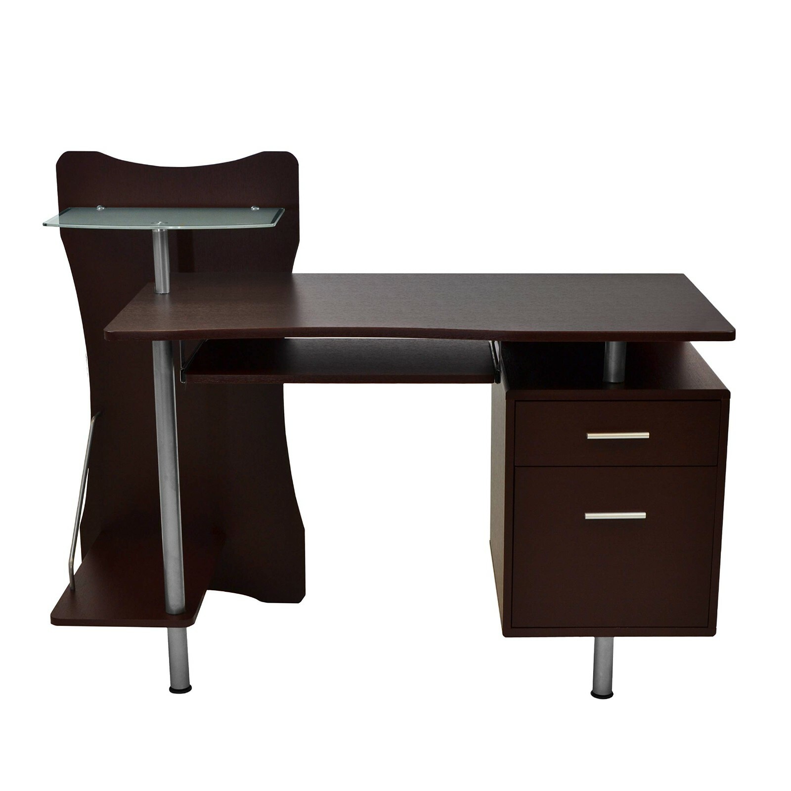 Techni Mobili Stylish Computer Desk Workstation w/ Multiple Shelves and Drawers