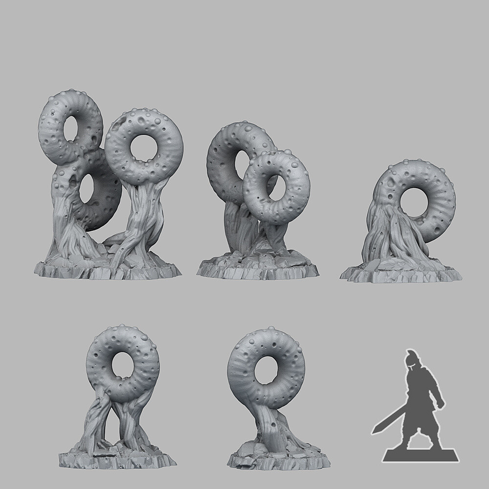 Donuts Mushrooms Plants 40k Legion Terrain Scenery Tabletop Miniatures 28mm