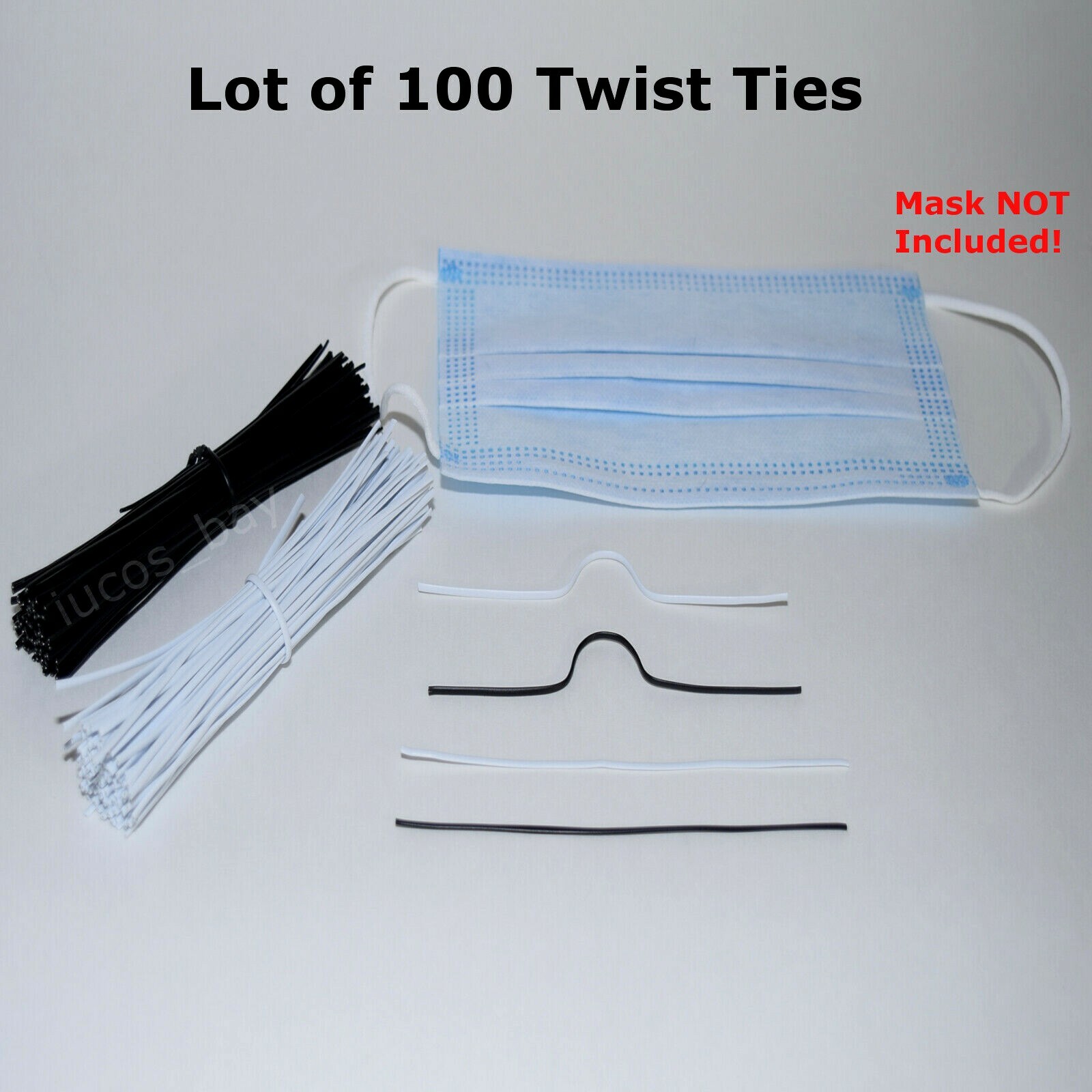 Lot of 100 Twist Ties Wire Cord Length 5 inches Black & White Free Shipping
