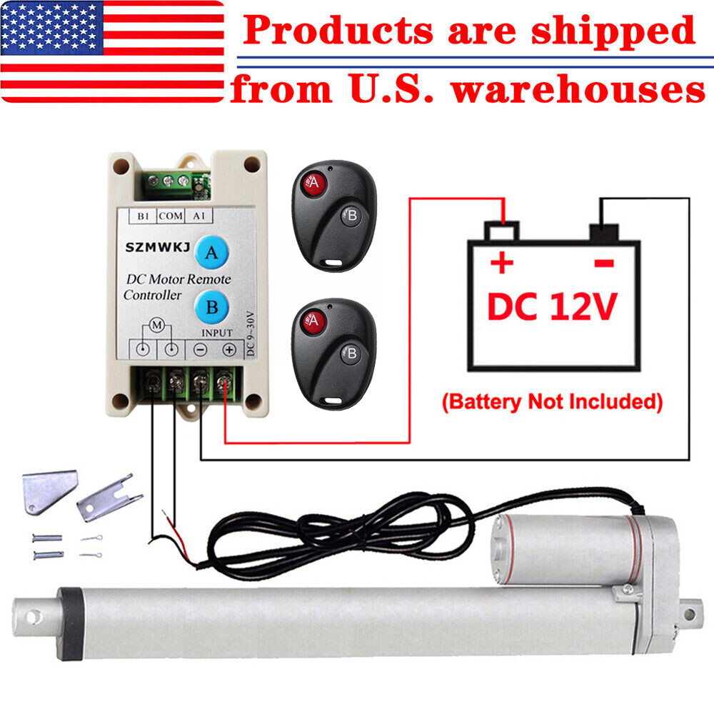 Linear Actuator 12V W/ Remote Control Heavy Duty 1500N/330lbs Electric Motor IG