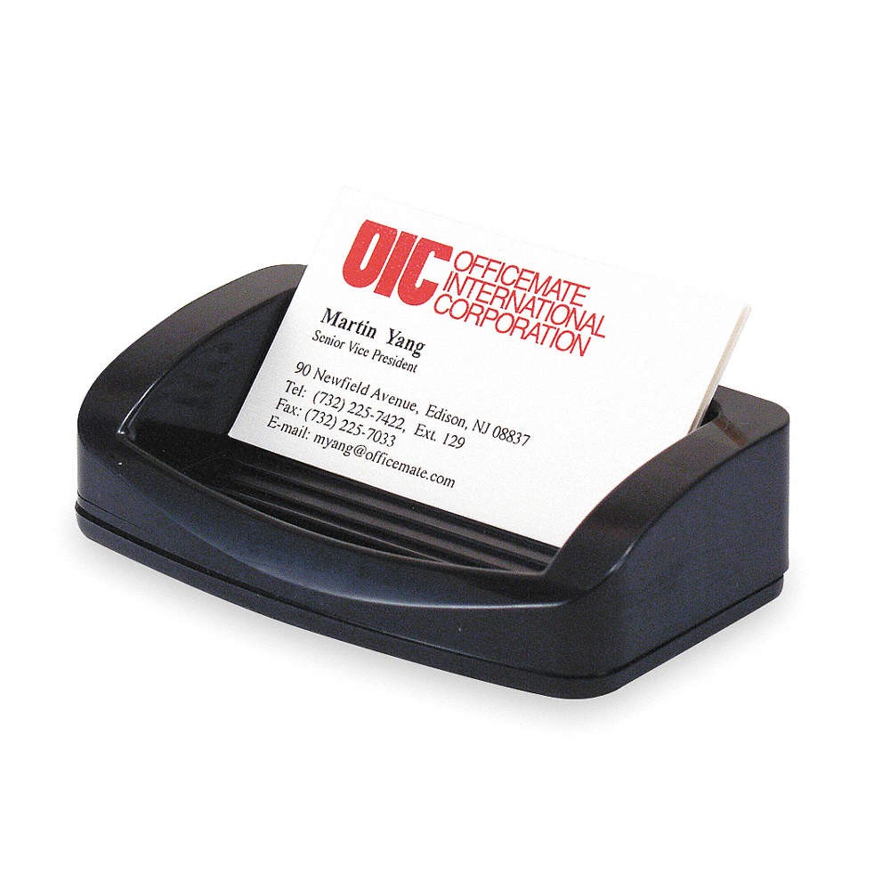 OFFICEMATE 22332 Business Card Holder,Black,Plastic 2RLJ8