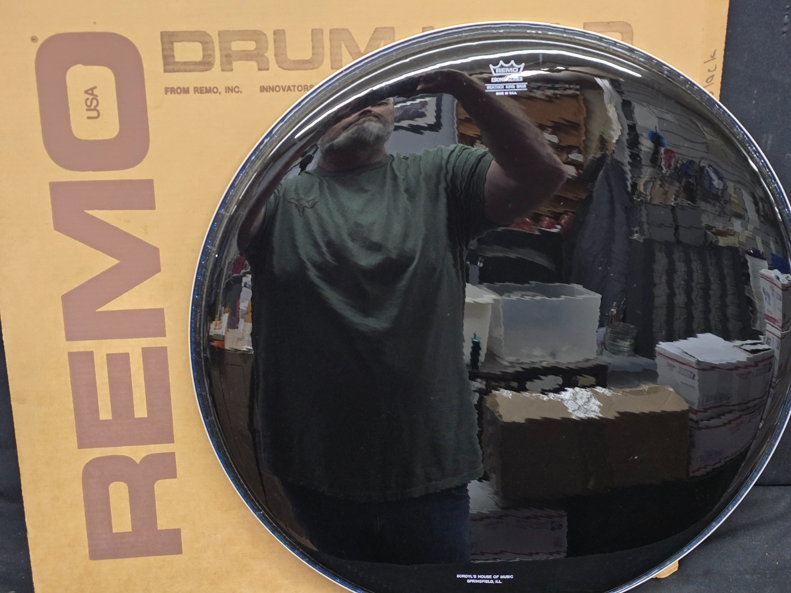 Vintage New Old Stock 24" Remo Ebony Weather King Mounted Bass Drum Head