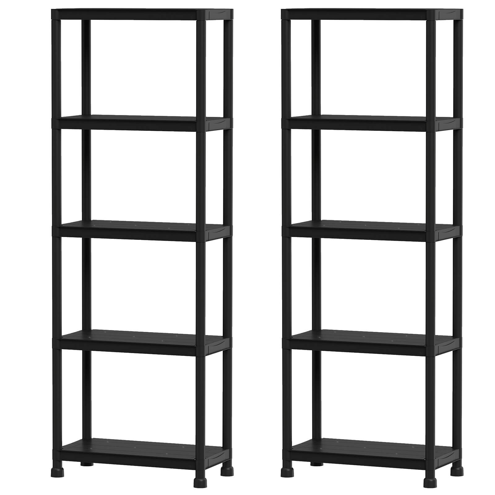 2PCS 5-Tier Heavy-Duty Plastic Storage Shelves Freestanding Garage Shelving Unit