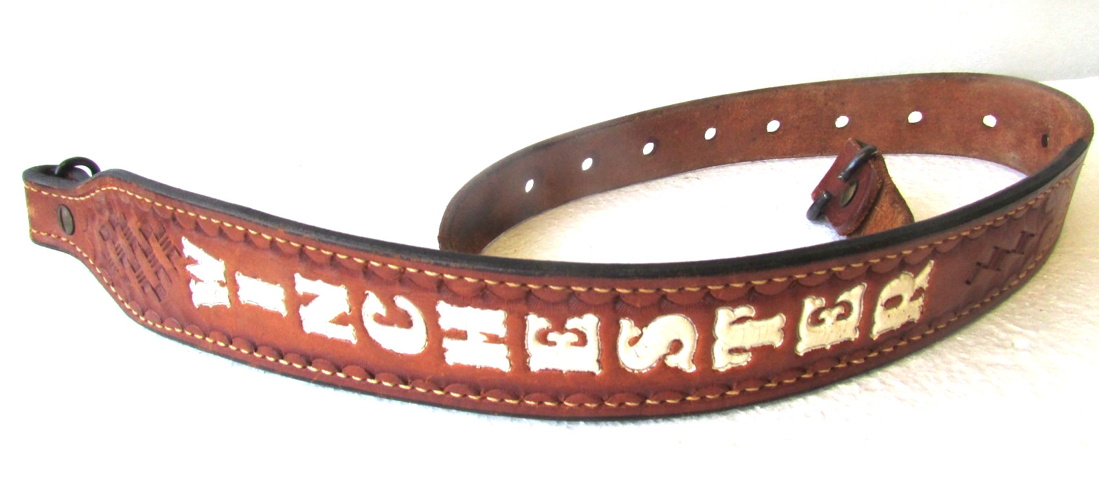 Vintage WINCHESTER Leather Rifle SLING Custom Hand Tooled Handcrafted -free ship