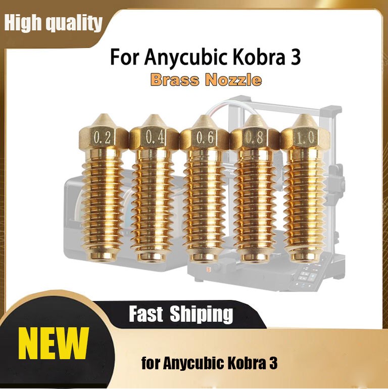 for Anycubic Kobra 3 Brass Nozzle 0.2mm-1.0mm Replacement for 3D Printer HAU