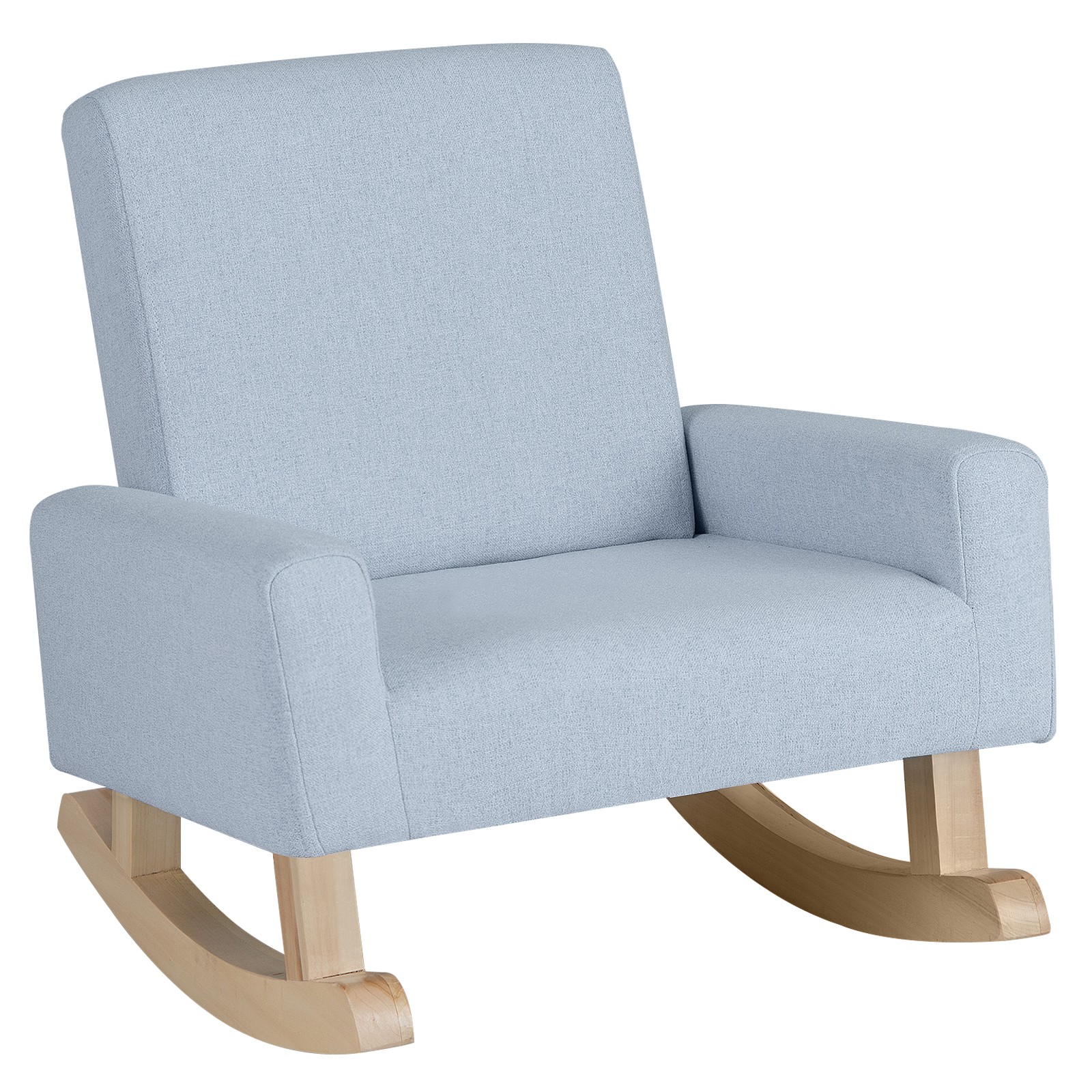 Kids Rocking Chair Children Armchair Linen Upholstered Sofa w/ Solid Wood Legs