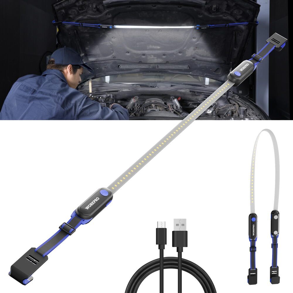 WORKPRO 25" Long Rechargeable Underhood Work Light  3 Lighting Modes For Garage