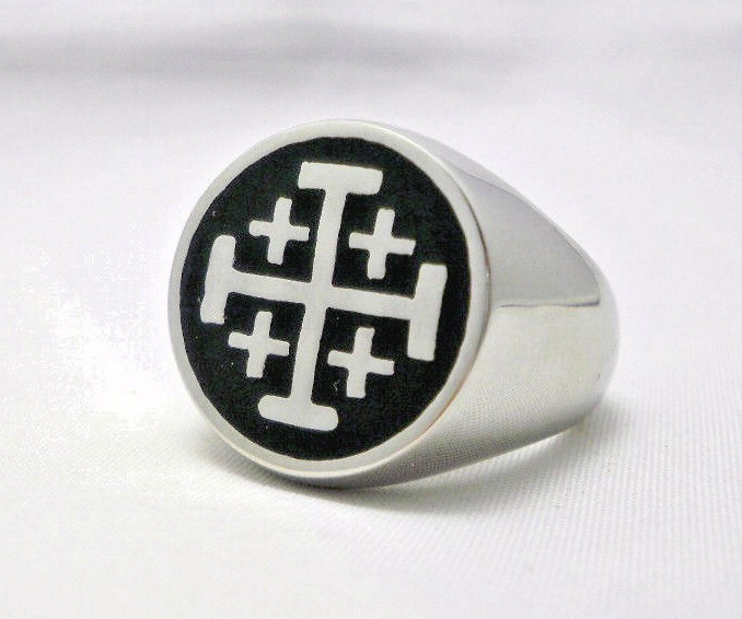 Jerusalem Cross Ring Crusaders Cross Five Wounds of Christ Ring