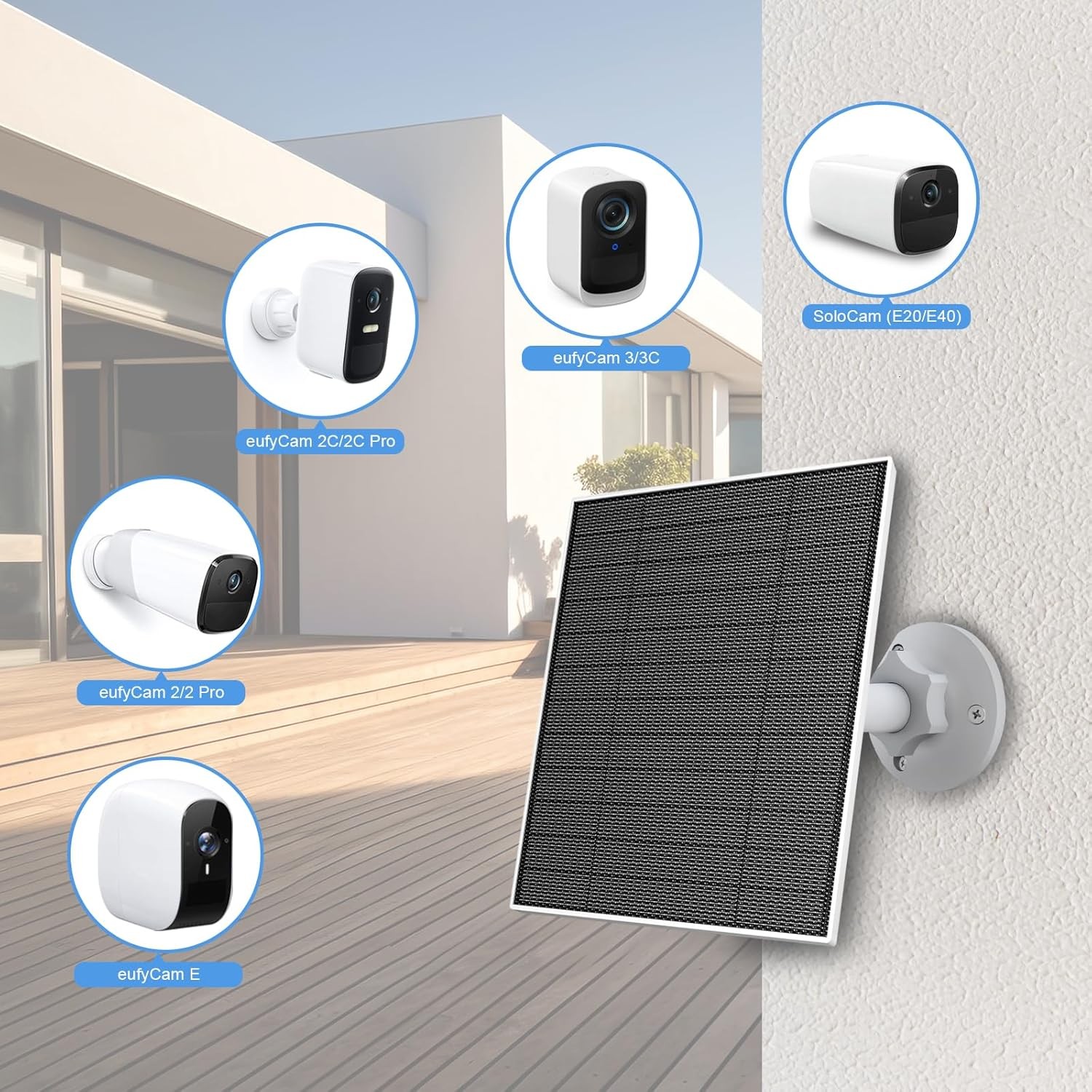 Solar Panel Eufy Outdoor Camera 5W Camera Solar Panel Charger Compatible Eufycam