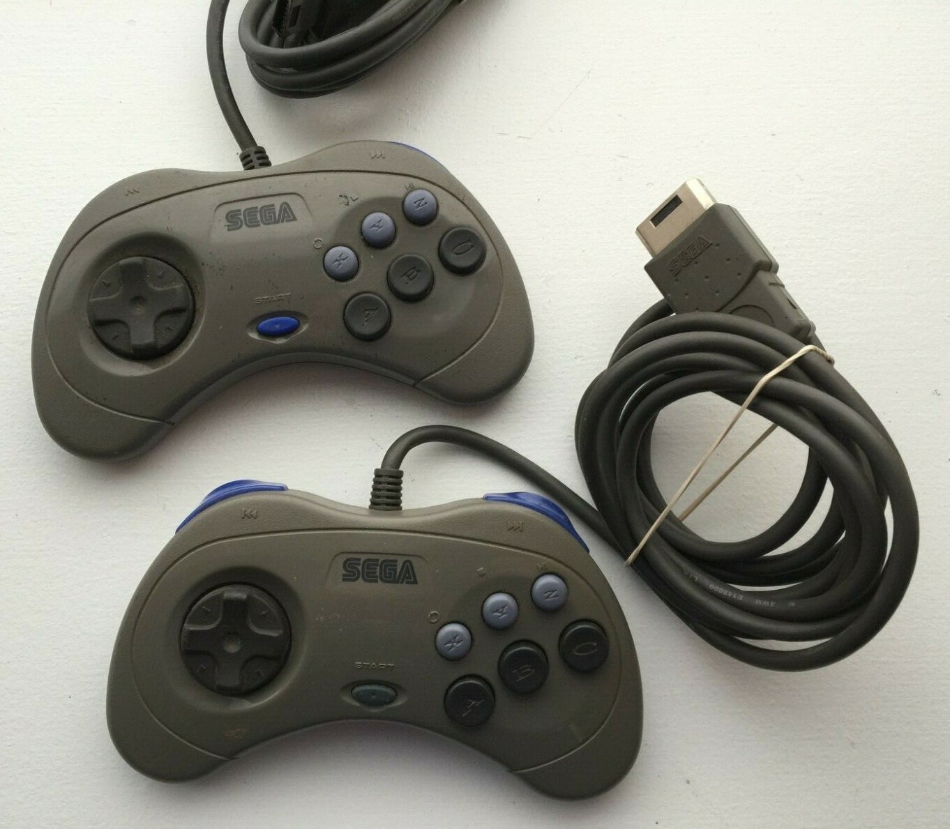Lot of 2 Sega Saturn Official Authentic Original Controllers Gray - US SELLER