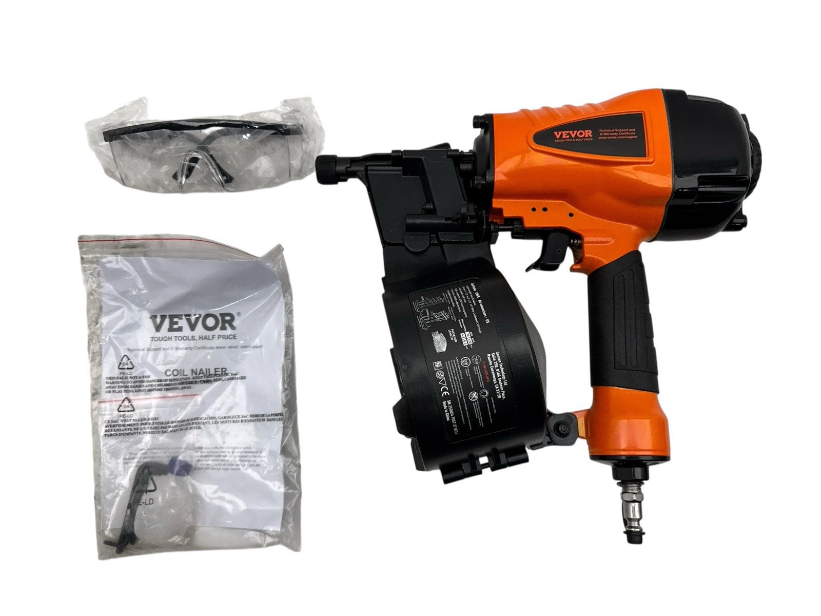 VEVOR 15 Degree Coil Pneumatic Nail Gun CN65