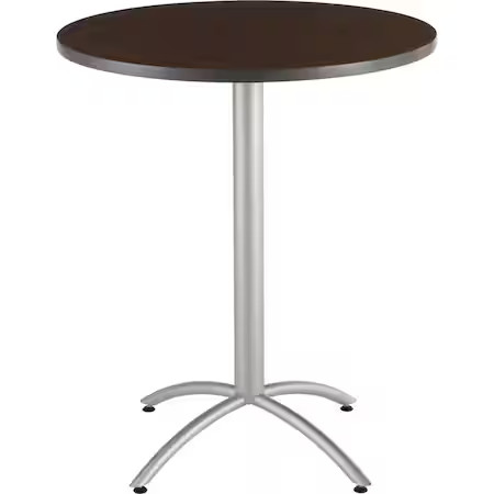 Iceberg 65664 Cafeworks Cafe/Breakroom Table, Walnut Top, Silver Frame, 36 In