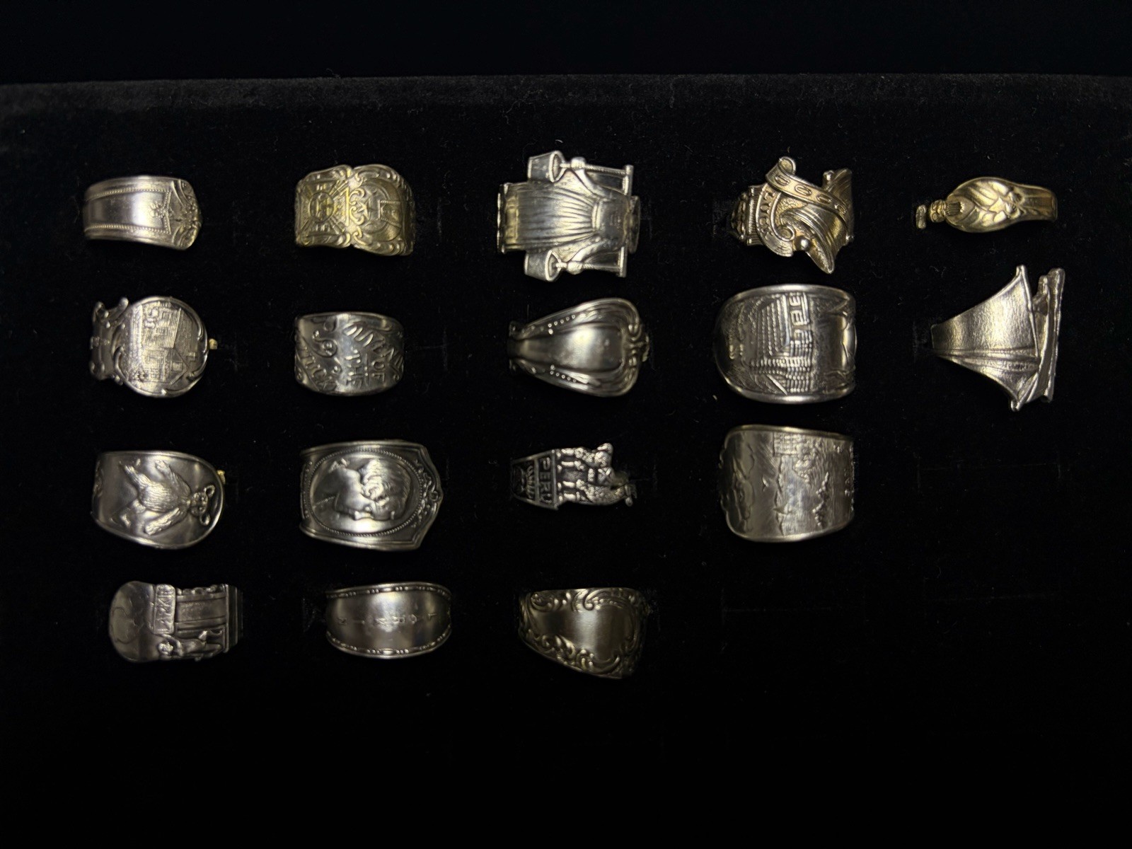 Mystery Silver Band Rings Set Ornate Designs Art Theme Unisex Collection