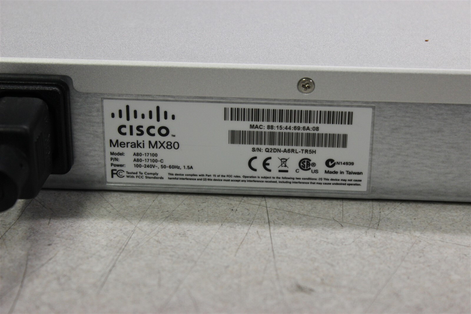 Cisco Meraki MX80 A80-17100C Cloud Managed Security Appliance