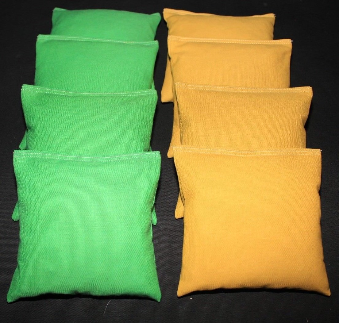 ALL WEATHER CORNHOLE BEAN BAGS Lime & Yellow  Resin Filled WATERPROOF