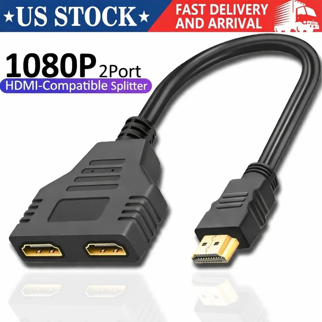 4K HDMI Cable 1 Male to 2 Female lot Splitter Adapter 2.0 Converter 1 In 2 Out