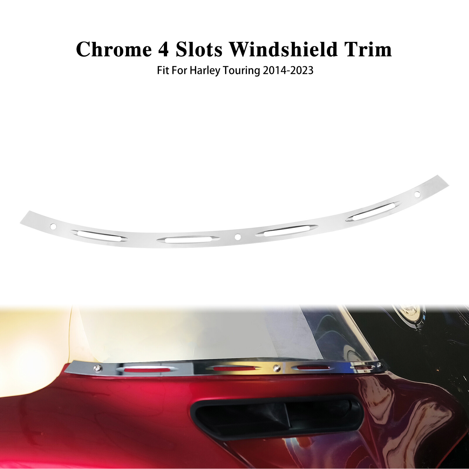 Chrome Fairing Windshield Trim For Harley Touring Electra Glide FLHT FLHTC 14-23