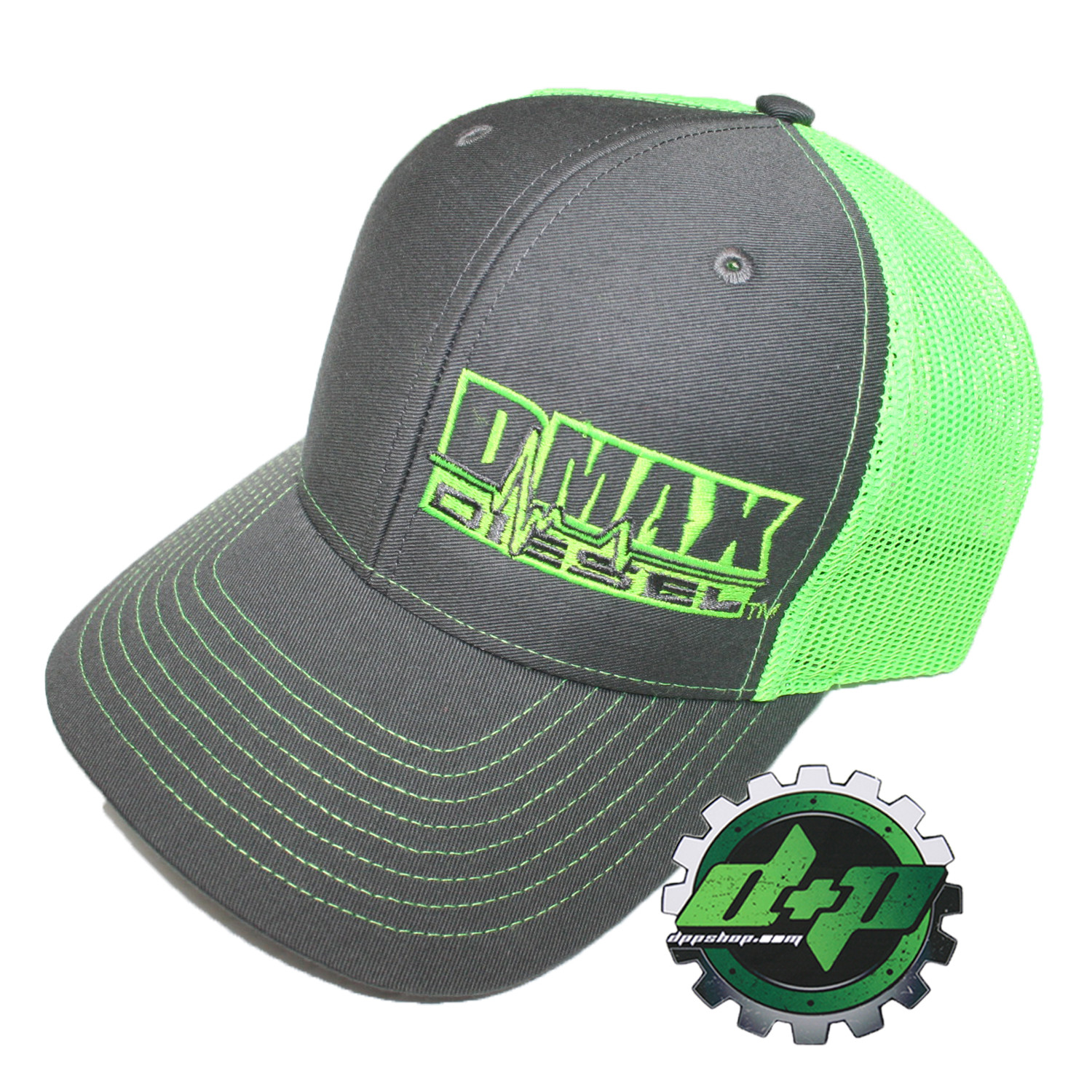 Duramax diesel Richardson trucker hat ball mesh grey GREEN snap back mesh Dmax