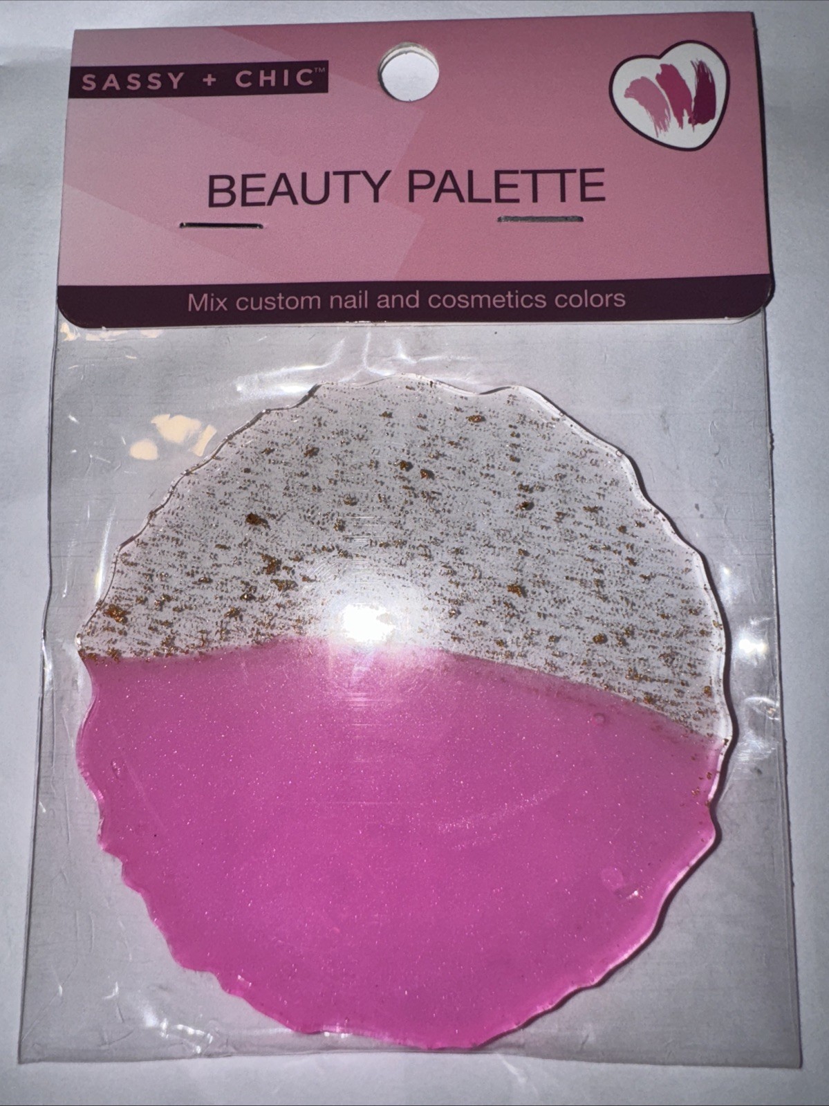 Sassy + Chic Pink & Gold Flecks Beauty Palette NEW Mix Custom Nail & Cosmetic