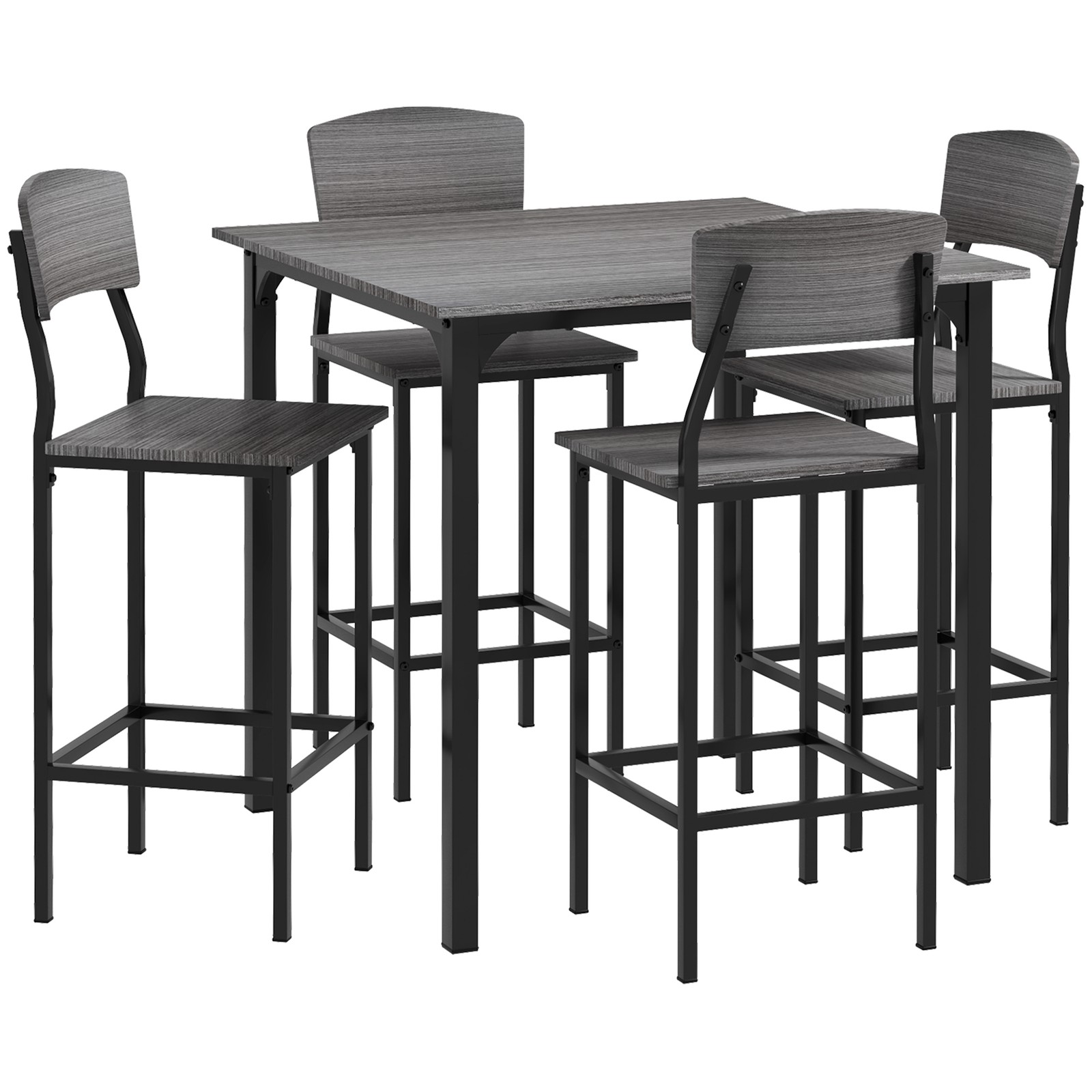5-Piece Counter Height Bar Table with Space-Saving Design, Square Kitchen Table