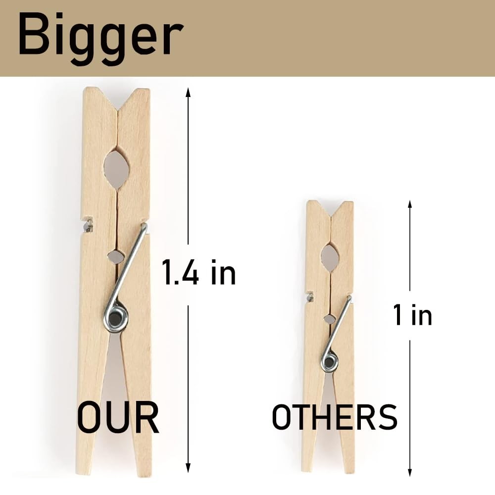 1.4 Inch Mini Clothes Pins for Photo, 130 Pcs Small 1.4inch/130Pcs, Wooden