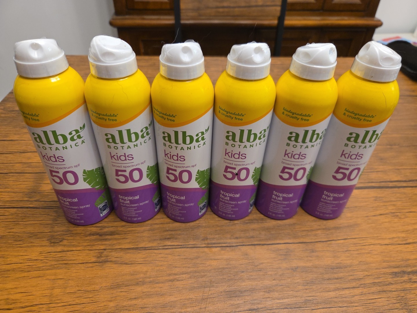 6 Pk Alba Hawaiian Sunscreen SPF 50 Kids-tropical Fruit 5oz. ea Exp 03-2025