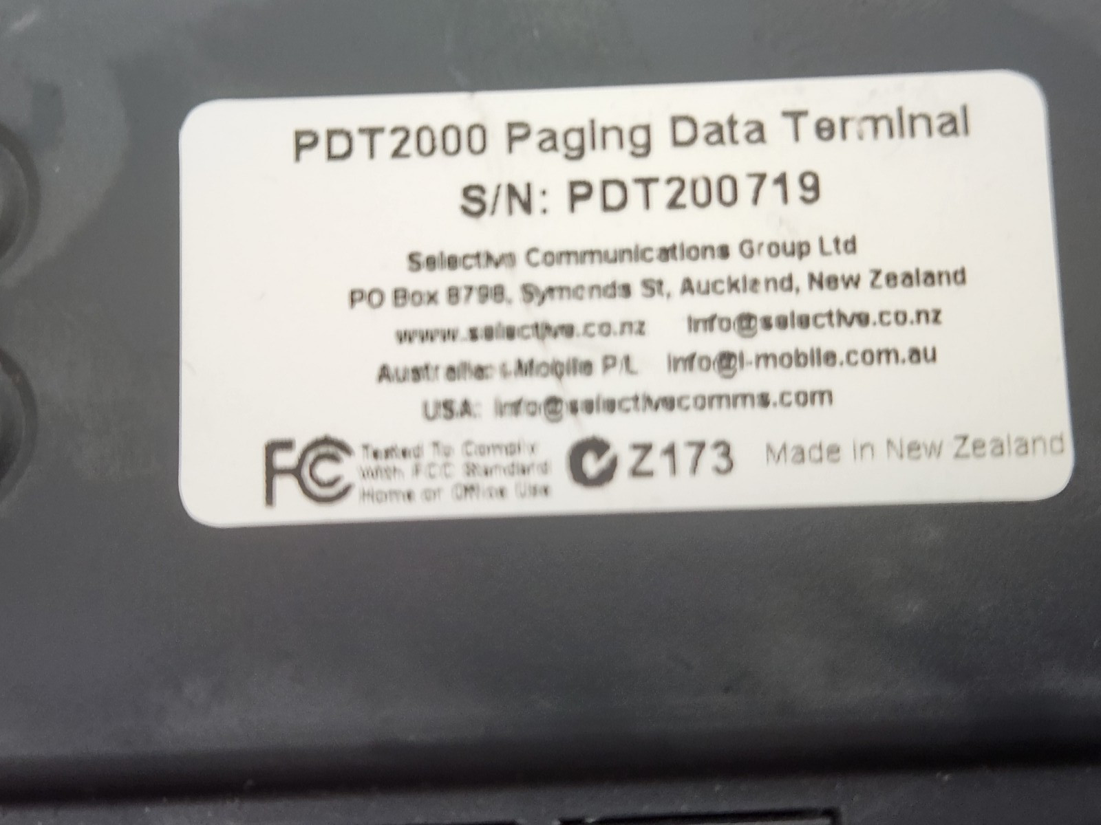 SELECTIVE COMMUNICATIONS PDT2000 Paging Data Terminal