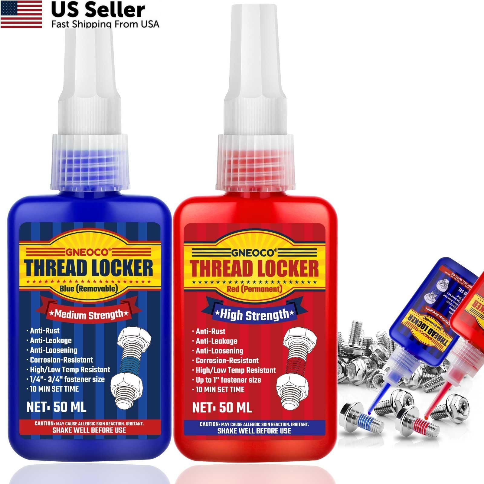 Thread Lock Blue and Red, Threadlocker Medium Strong Red