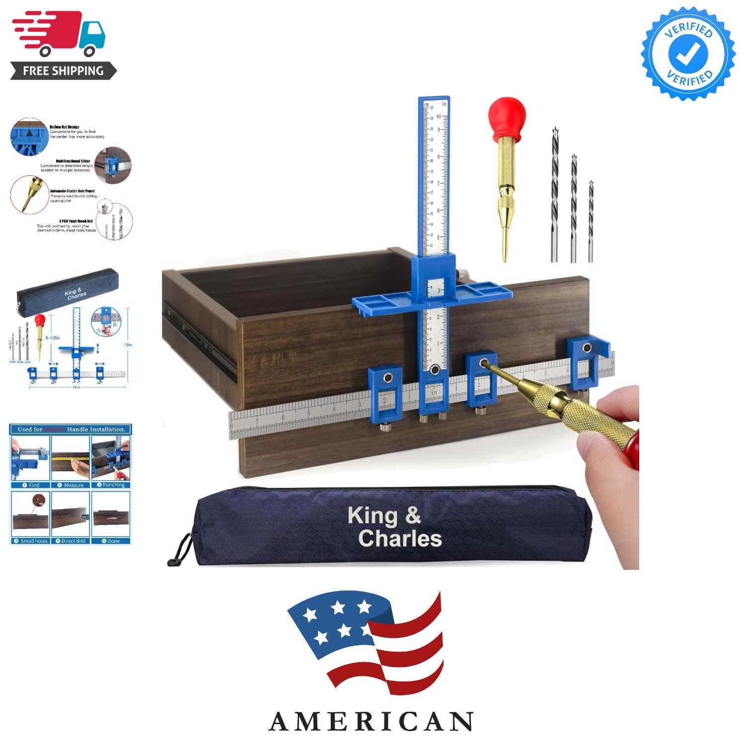 Cabinet Hardware Jig, Cabinet Handle Jig + Automatic Hole Punch + Point Drill...