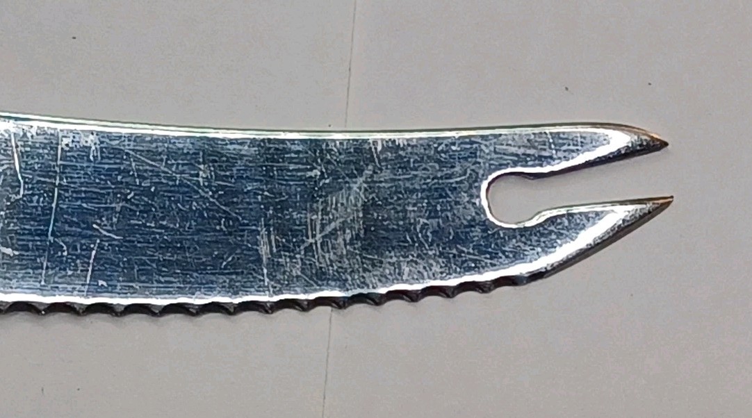Vtg SKAUGUM 4.25" Serrated Cheese Knife W/ Wood Handle F/ Norway