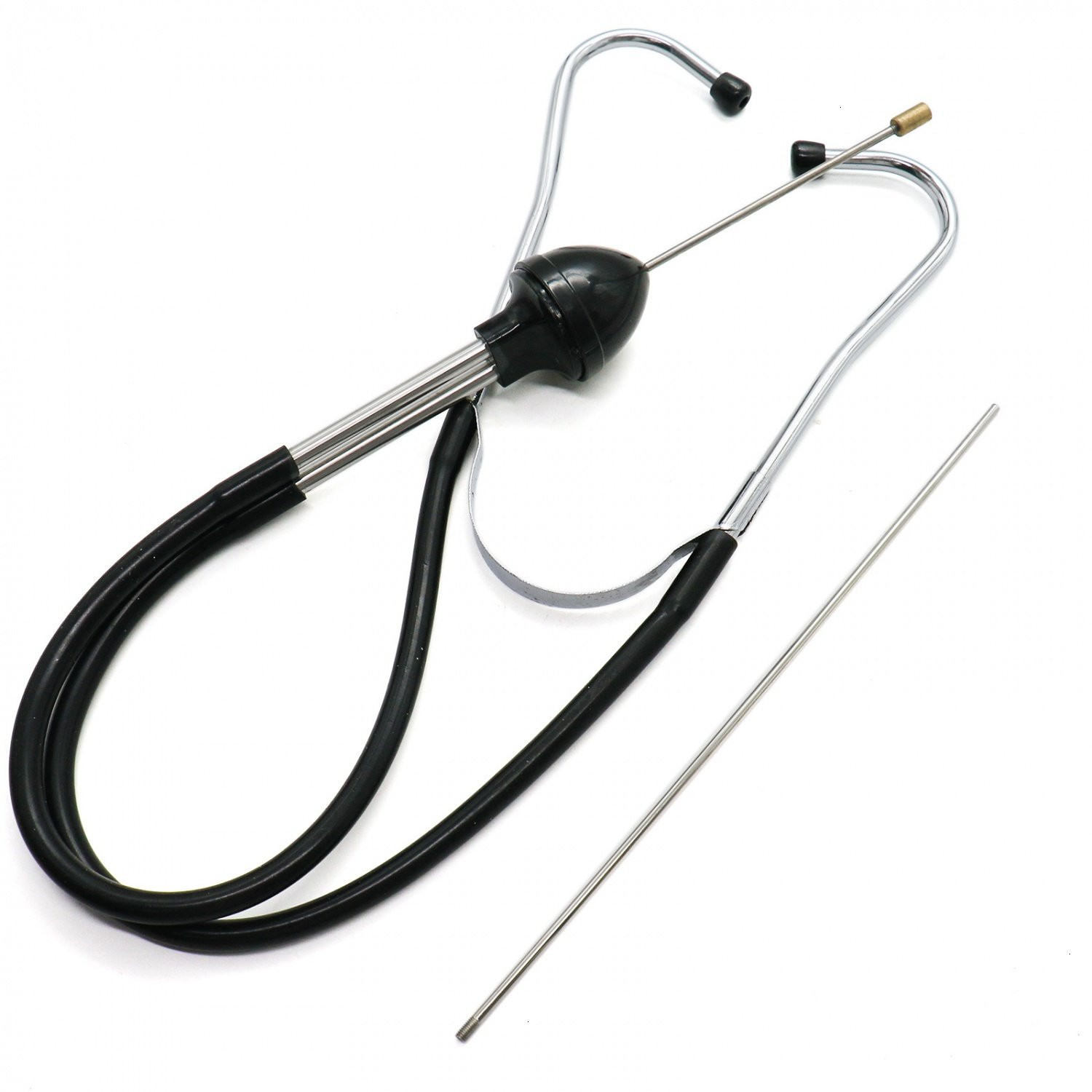 Black Mechanical Sonar Stethoscope Kit with Metal Probes for Engine Diagnostics