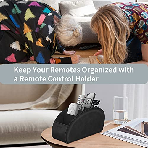 Remote Control Holder with 5 Compartments, E Anti-slip Desktop Caddy Storage